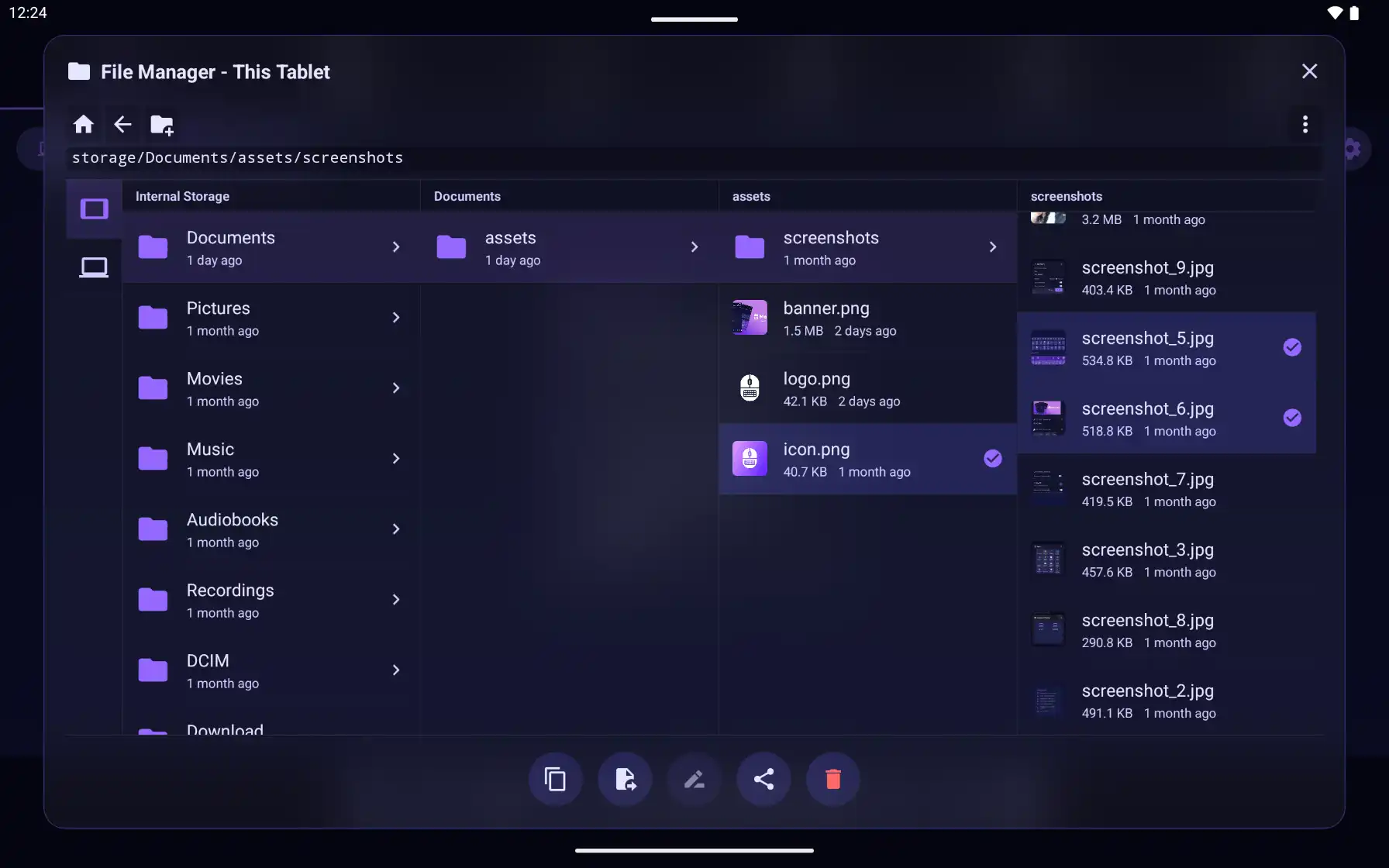 Mobmote tablet file manager view